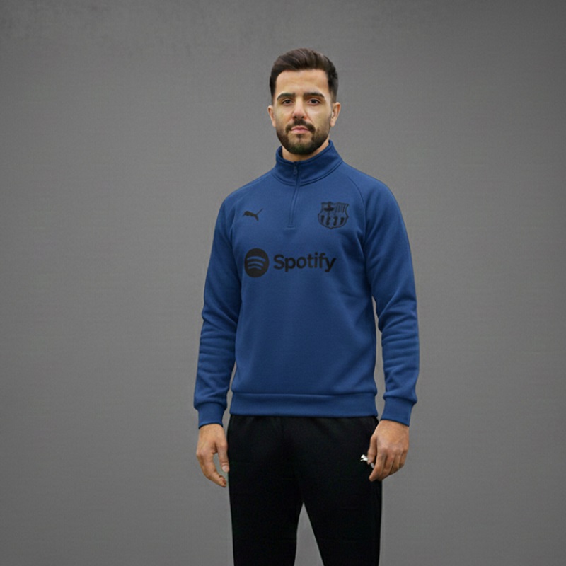 دورس نیم زیپ مدل بارسلونا-آبی