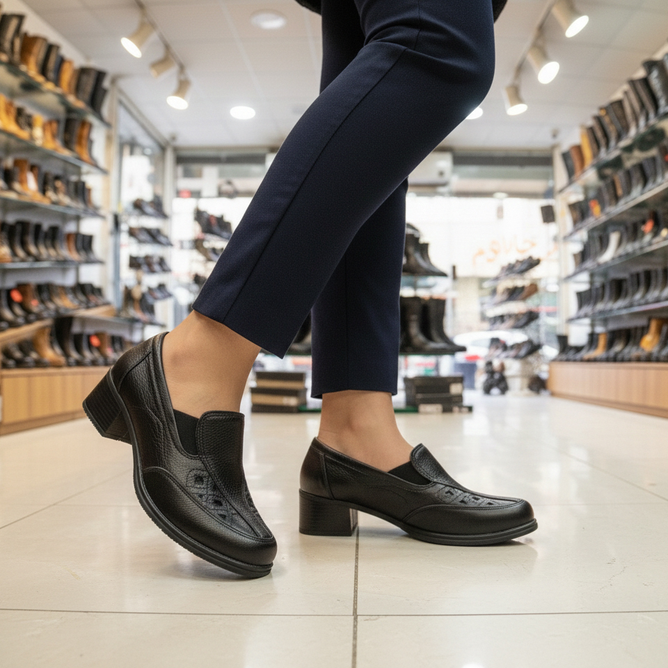 کفش مجلسی زنانه پاشنه 5 سانتی مدل تارا-مشکی